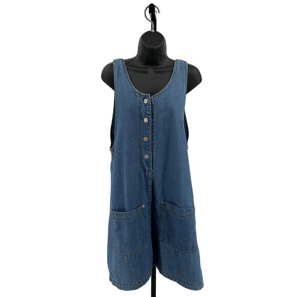 Tape Measure Short Dress WMNS M #D2090581T Light Wash Denim Blue Sleeveless Mini - Picture 1 of 6